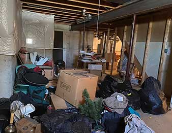 cluttered basement needing cleanout