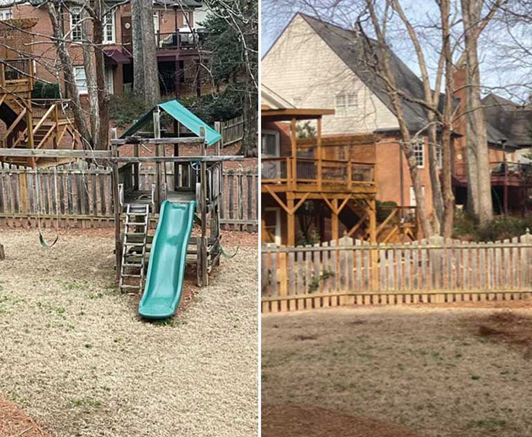 before and after swing set removal in altanta