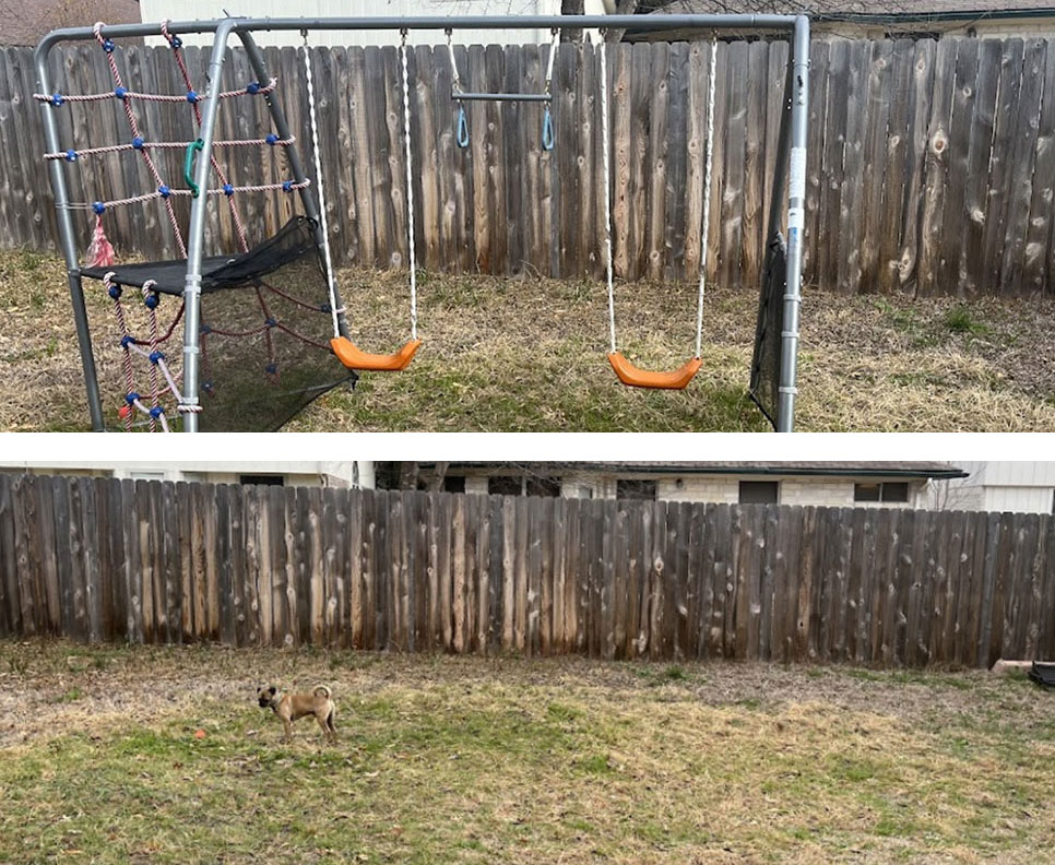 before and after swing set removal in austin