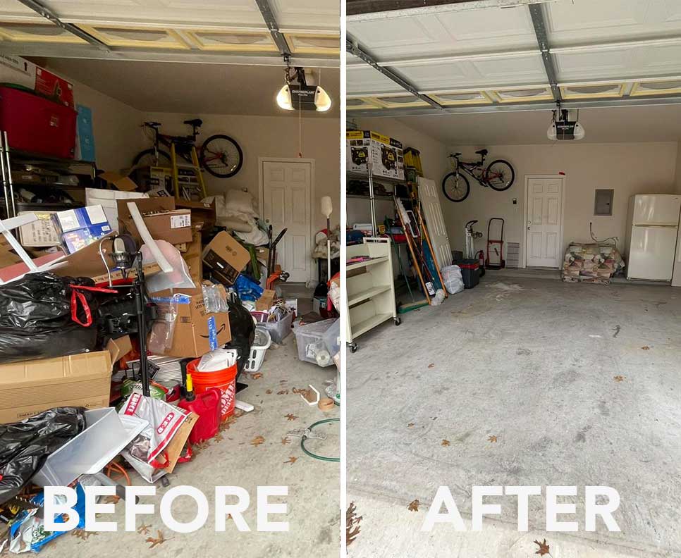 before and after garage clean out in south austin