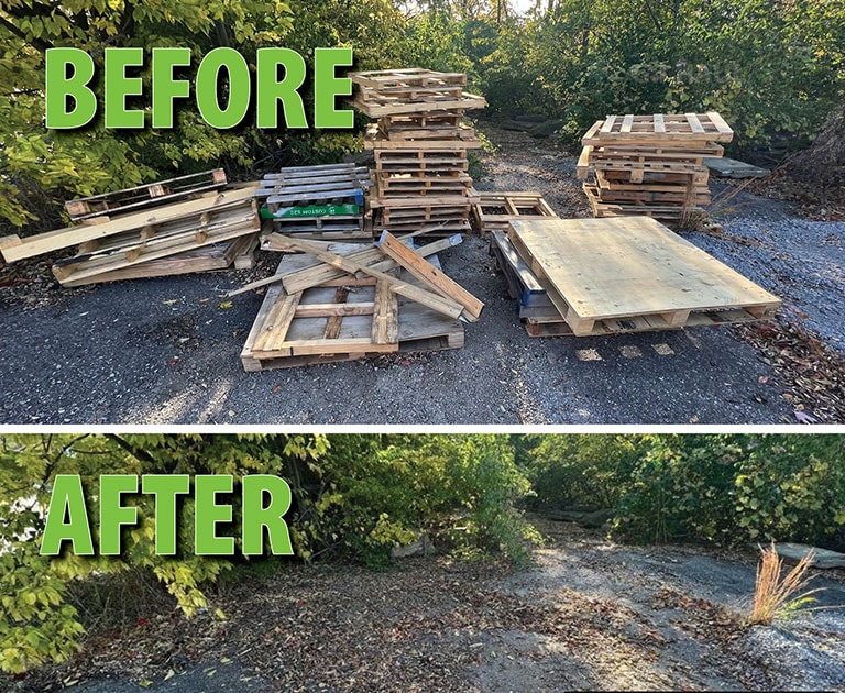 before and after pallet disposal