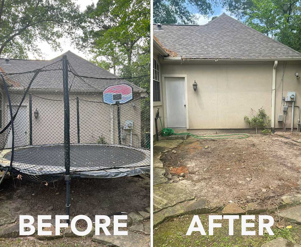 before and after houston trampoline removal