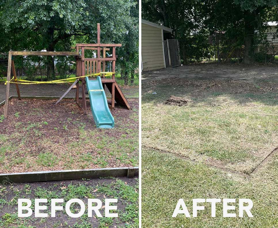 before and after houston swing set disposal for childcare center