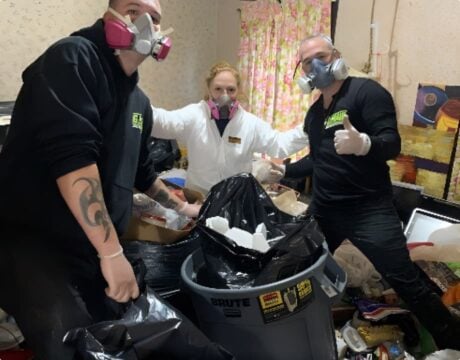team of junk removal specialists working