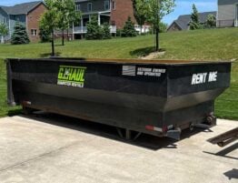 dumpster rental in driveway